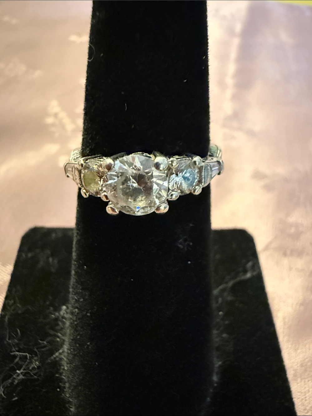 Classic sterling Silver Clear Stone Cocktail Ring